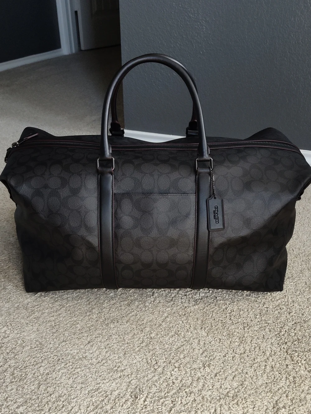 Coach Men's Signature Duffel Bag in Black/Black/Oxblood